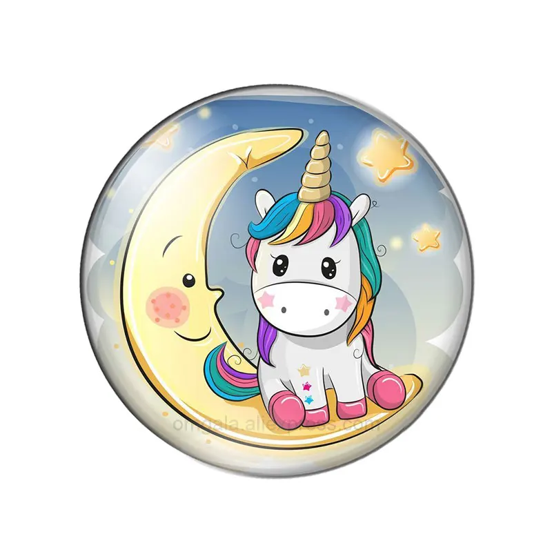 Единорог девушки мультфильм стекло кнопки сделай сам серьги гвоздики с