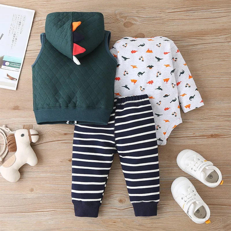 

Baby Autumn and Winter Romper One-piece Suit Cartoon Casual Baby Fashion Three-piece Simple Fashion Children's Clothing