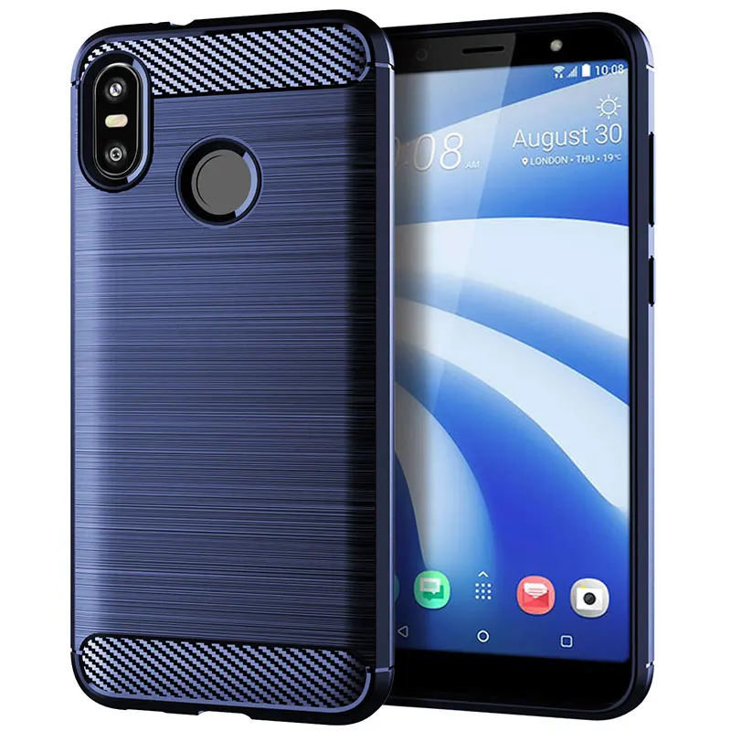 Синий Матовый текстурный чехол для телефона для htc U12 Life, чехол из углеродного волокна, роскошный ТПУ чехол для задней панели s для htc Desire 12 Plus U11 Life Eyes, чехол - Цвет: Синий