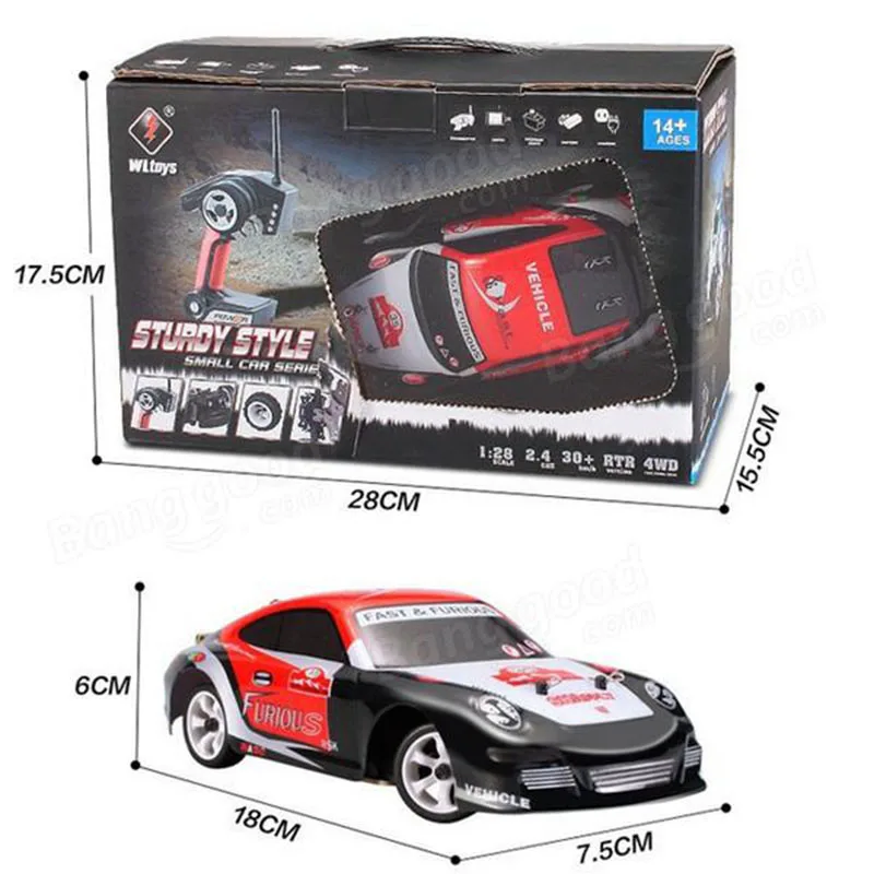 Высокоскоростной гоночный автомобиль WLtoys K969 1/28 2 4G 4WD игрушечный с 4 каналами 1:28