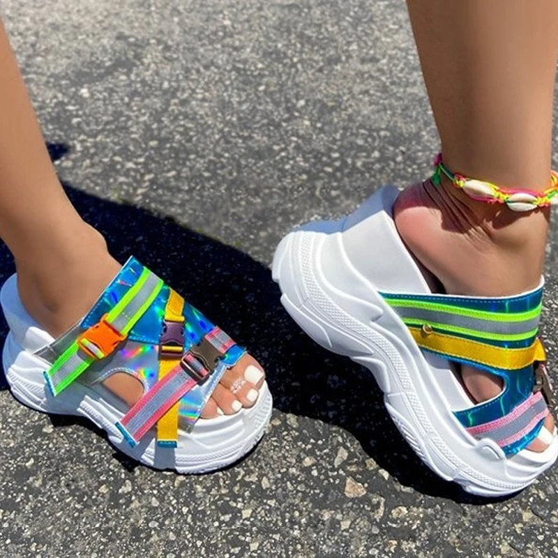 

2020 Summer New Woman's High Heels Shoes Summer Slippers Outdoor Beach Sandals Comfortable Open Toe Plus Size 40