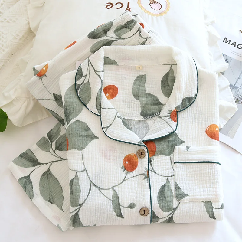 2023 spring and autumn new ladies pajamas 100% cotton long-sleeved home wear comfortable plus size summer thin sleepwear women