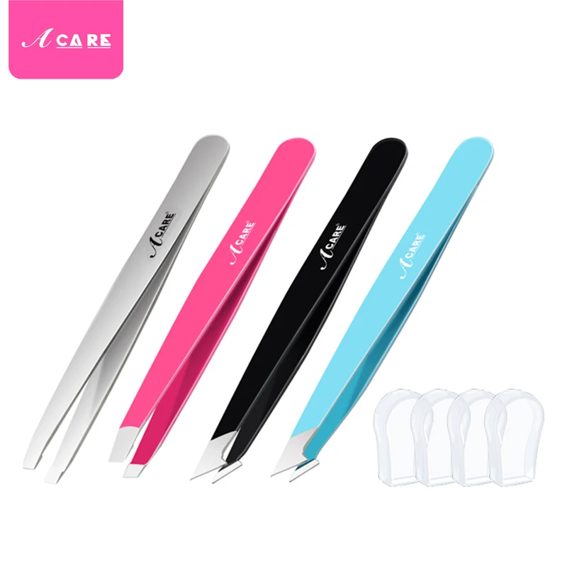 ACARE пинцет для бровей Пинцет удаления волос из нержавеющей стали Розовый