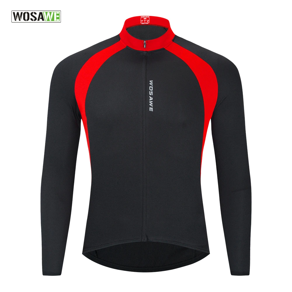 

WOSAWE Cycling Jersey Men's Mesh Long Sleeve Road Bike Racing Shirt Breathable Bicycle Sportswear Quick Dry Summer Spring
