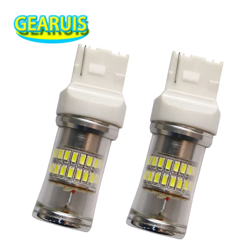 100 шт./лот Высокий люмен T20 7440 7443 W21/5W W21W 0.38A 48 SMD 3014 Светодиодные линзы сигнал