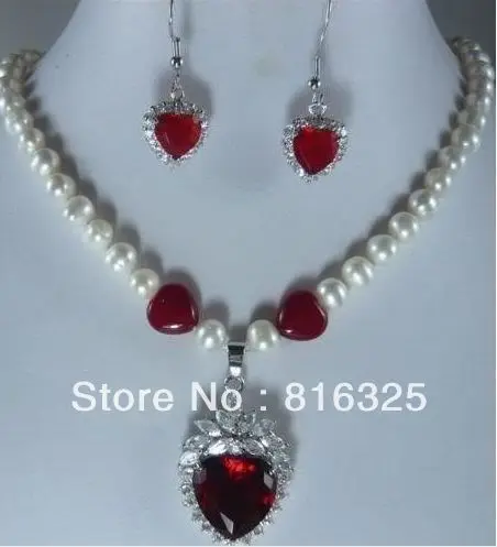 Бесплатная доставка красивый набор из ожерелья и сережек с жемчугом в форме