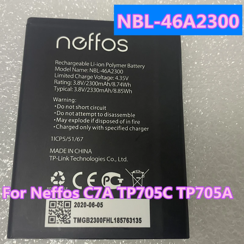 

Original High Quality 2330mAh NBL-46A2300 Battery For TP-Link Neffos C7A TP705A TP705C Batteries