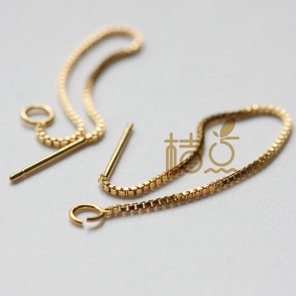 2 шт. (одна пара) позолоченные серьги премиум-класса с цепочкой-серьги-линия-звено