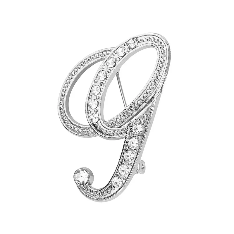 Броши пальто брошь для шали 26 букв горный хрусталь Серебряная булавка украшение