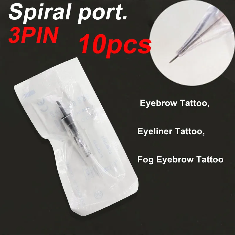 10pcs Spiral 3Pin 1/3/5/7/9/12/24/36/42 булавки Nano Miconeedle спирально-картридж Microneedling Ручка бровей подводка для глаз Татуировка микро иглы Nano советы - Номер модели: 10pcs Spiral 3Pin
