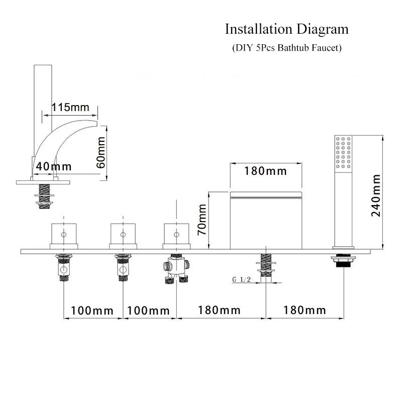 Ulgksd светодиодный кран с водопадом 5 шт. для ванны масло втирают бронзовый