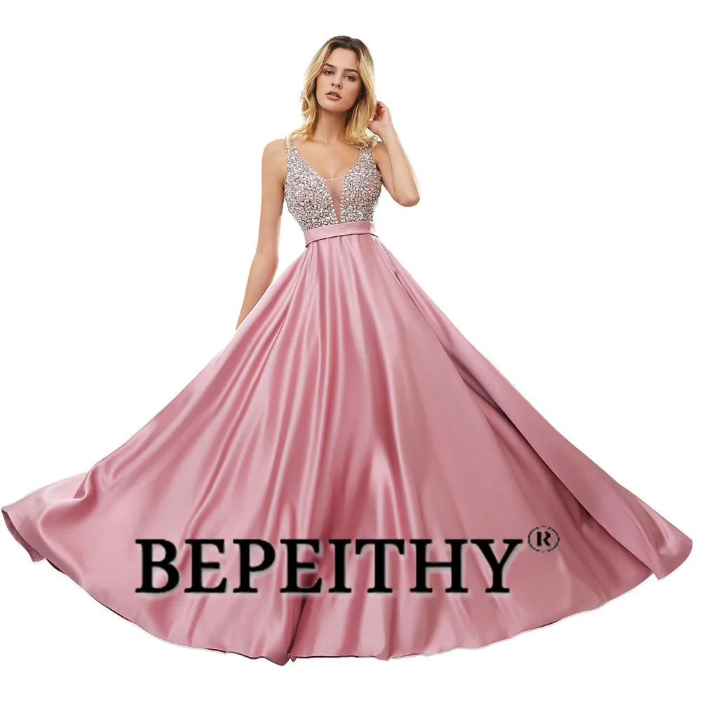 no 68 dusty pink Длинное вечернее платье трапециевидной формы с v-образным вырезом и бусинами, с открытой спиной, элегантные вечерние платья, быстрая - Цвет: no 68 dusty pink