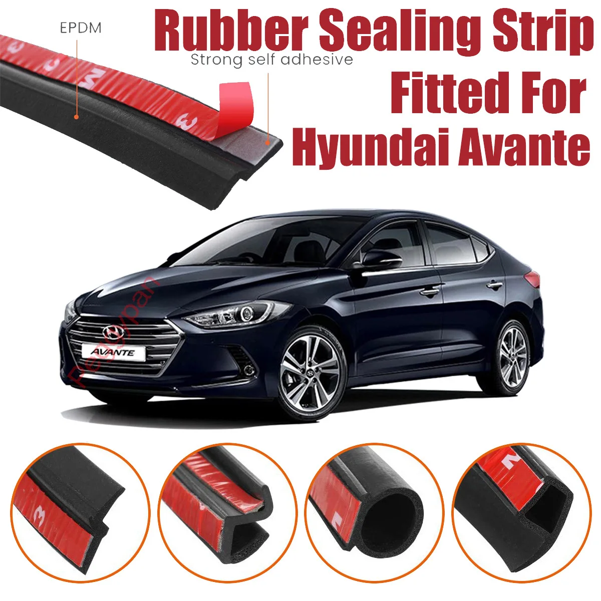 Door Seal Strip Kit Self Adhesive Window Engine Cover Soundproof Rubber Weather Draft Wind Noise Reduction For Hyundai Avante