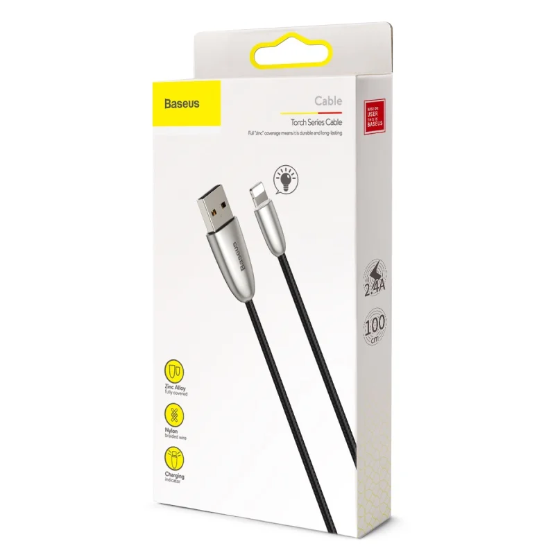 Светодиодный светильник Baseus, usb-кабель для зарядки iPhone xs max xr 8 7 6s plus 11 ipad pro, кабель для быстрой зарядки apple, светильник ning, 2 м