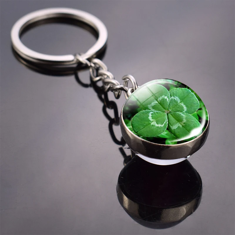 Shamrock Lucky Clover хрустальный шар брелок четырехлистный клевер стеклянный кабошон для