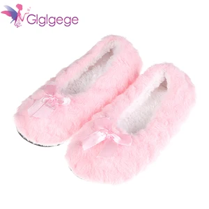 Женские теплые туфли glglglgege, черные закрытые туфли на толстой плюшевой подкладке, нескользящая Мягкая подошва, милые домашние напольные туфли с бантом для дома, 2019