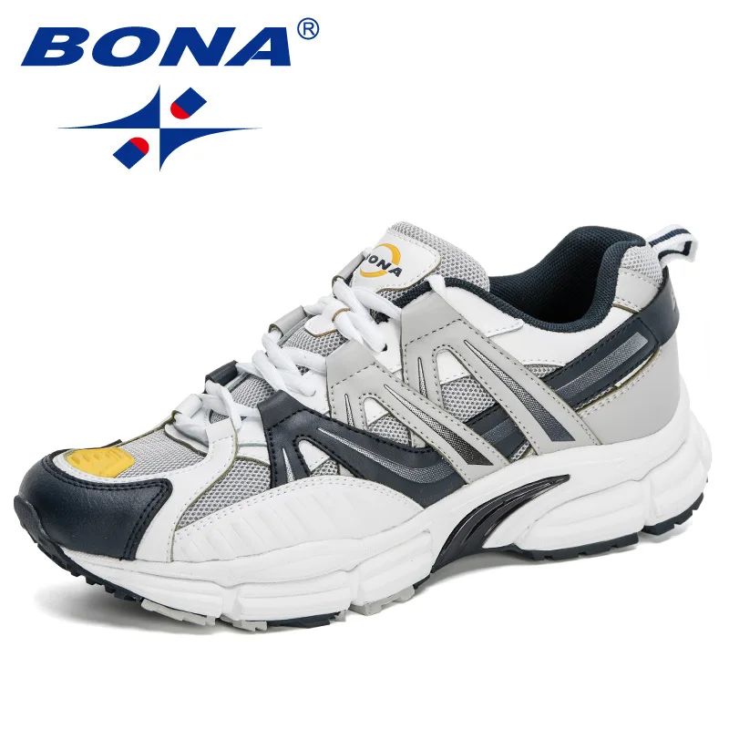 BONA 2020 New Designers Action Leather Running Shoes Men Sneakers Sport Shoes Athletic Walking Jogging Footwear Man Trainers