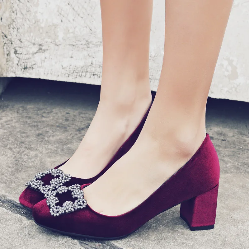 Роскошные дизайнерские женские туфли на высоком каблуке Пикантные бархатные