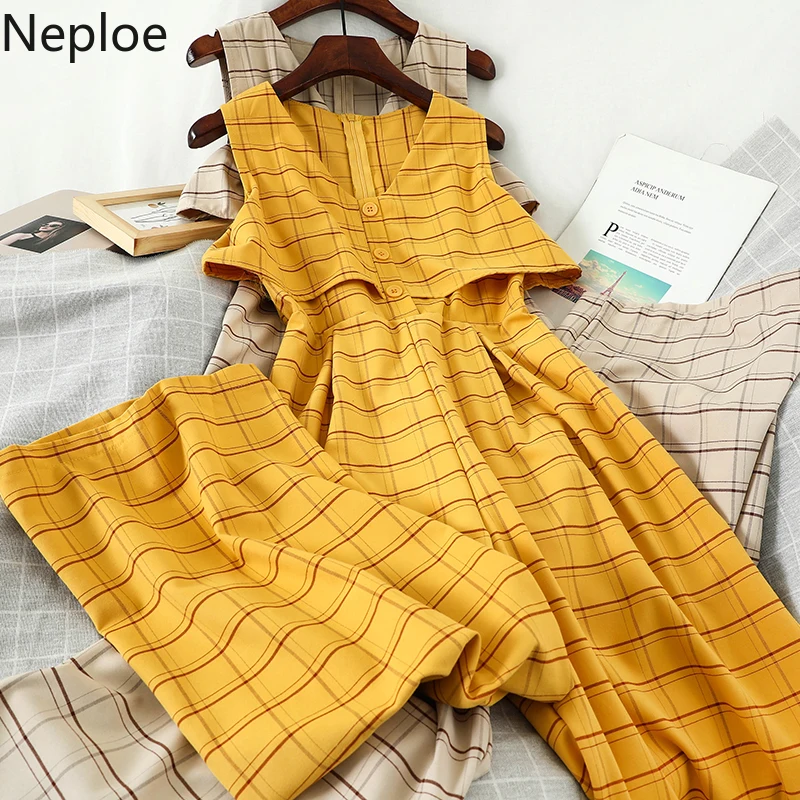 Женский Летний комбинезон Neploe с высокой талией и широкими штанинами праздничный