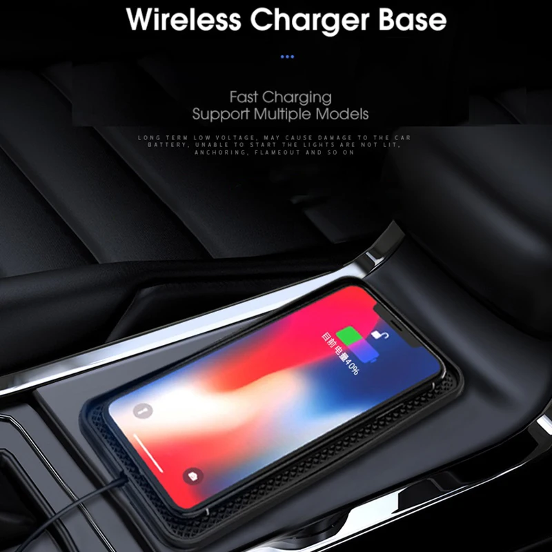 Wireless Car Charger 10W Qi Fast Charging Non-Slip Shockproof Silicone Pad Mat Phone Holder Mount for iPhone 12 /12 Pro |