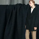 Ткань темно-синяя черная жаккардовая твидовая шерстяная ткань стандартная Осенняя Женская куртка ткань для шитья бесплатная доставка