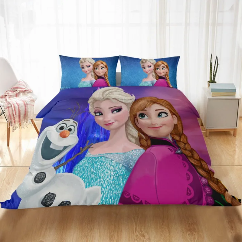 

Home Spin Disney Deluxe Girls Bedding Set Elsana Double Queen Size Duvet Quilt Cover Pillowcase Children Bedroom Decoration