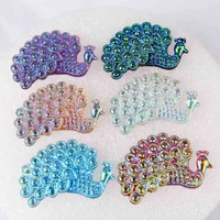 boliao 6pcs 3248mm peacock shape ab color resin flat back glue on bagsclothes decoration handmade art work not hole r273