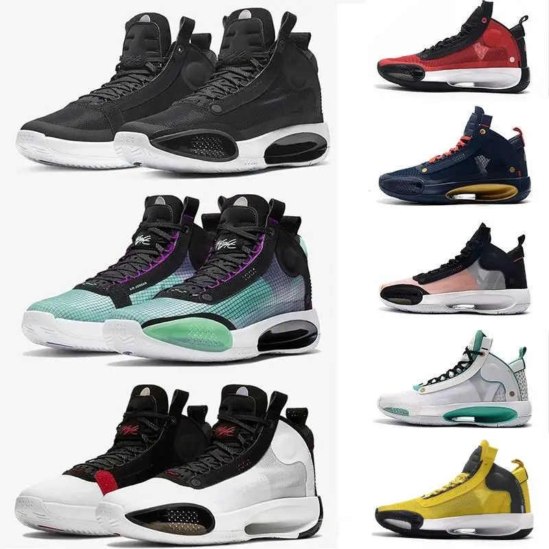 Jumpmans XXXIV 34 Синие Пустые баскетбольные кроссовки 34s Zoom Eclipse Bred Amber Rise PE зеленые