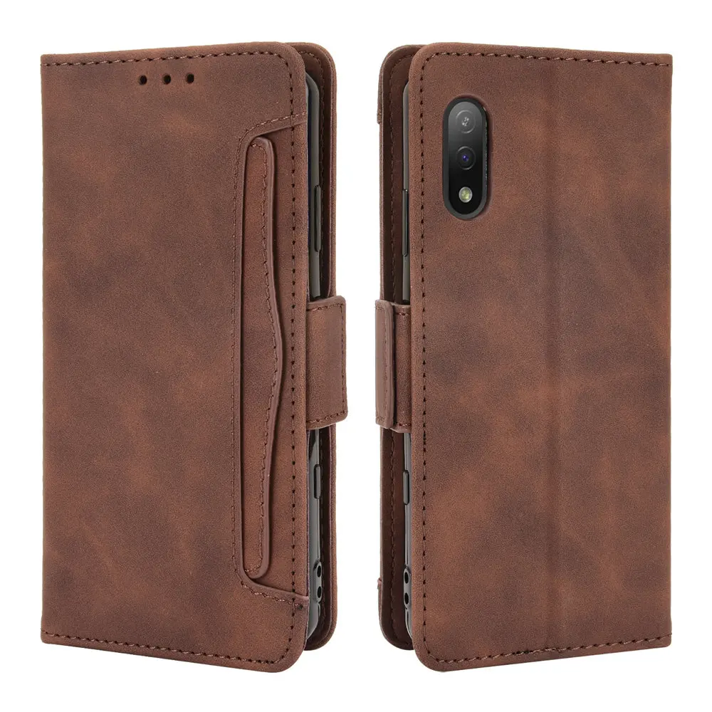 

Ударопрочный чехол-держатель для карт чехол-книжка на застежке в виде ракушки для Sony Xperia ACE II SO-41B флип чехол Роскошный кожаный бумажник прин...