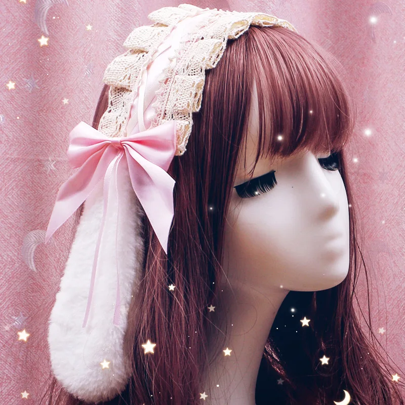 

Japanese lolita hair accessories lace headdress sweet hair band Lolita Lace Headband Hair Band Bowknot Headwear cosplay costume