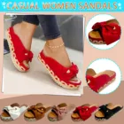 Туфли женские пляжные с бантом, мягкие дышащие сандалии, плетеная обувь, без шнуровки, плоская подошва, открытый носок, без застежки, летняя пляжная обувь