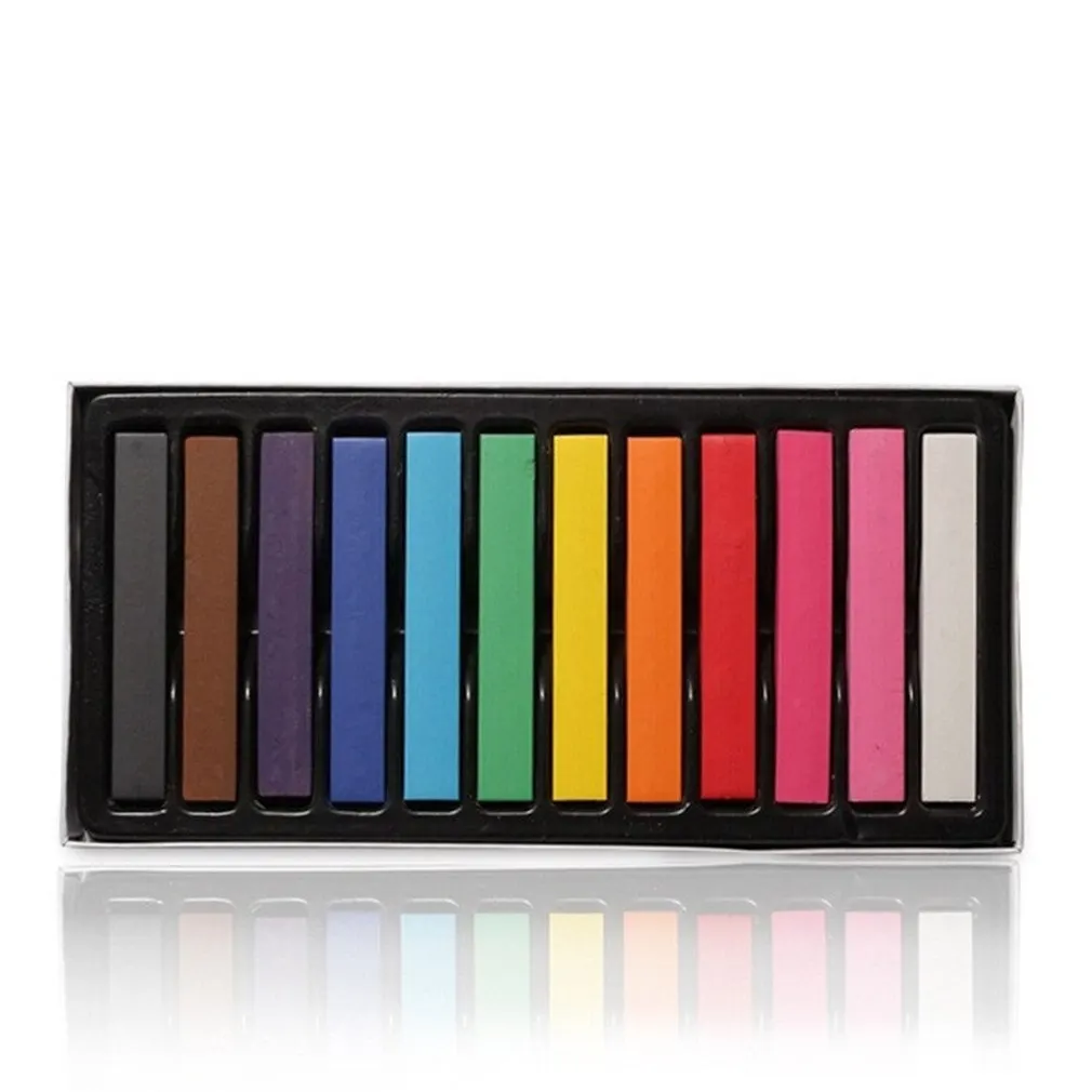 

12 Colors Disposable Hair Dye Pen Temporary Hair Color Chalk Dyed Hair Powder Chalk One-Time Hair Dye Pen Color Pen