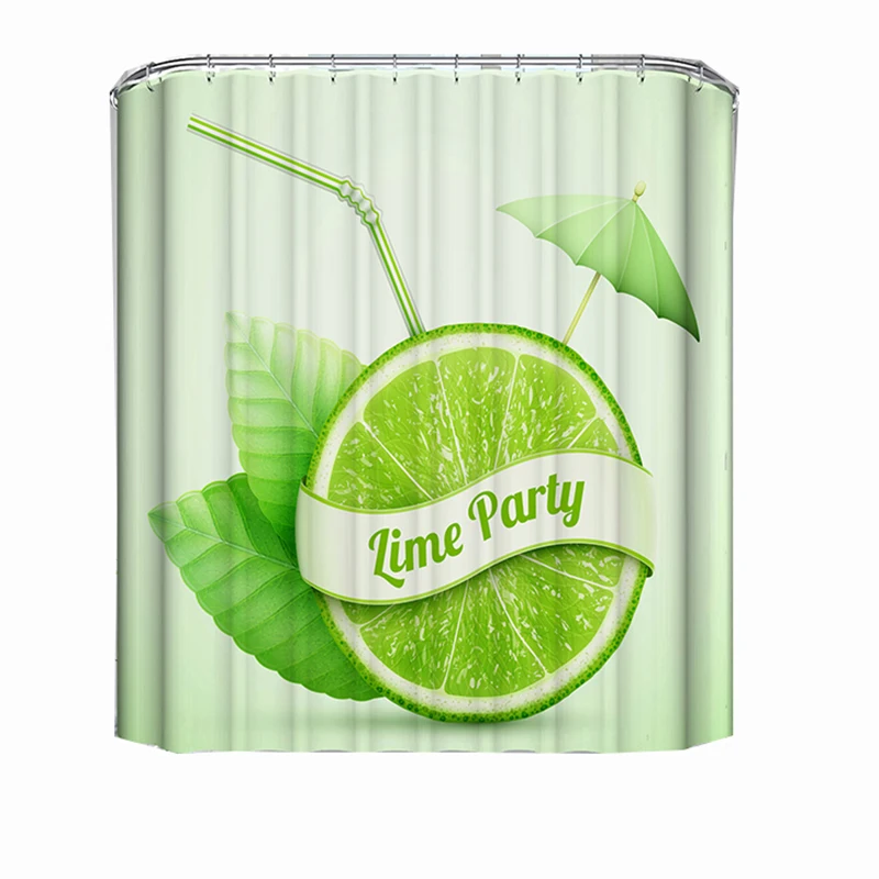 

Зеленая лимонная душевая занавеска для ванной комнаты, Прямая поставка, занавеска для душа из полиэстера