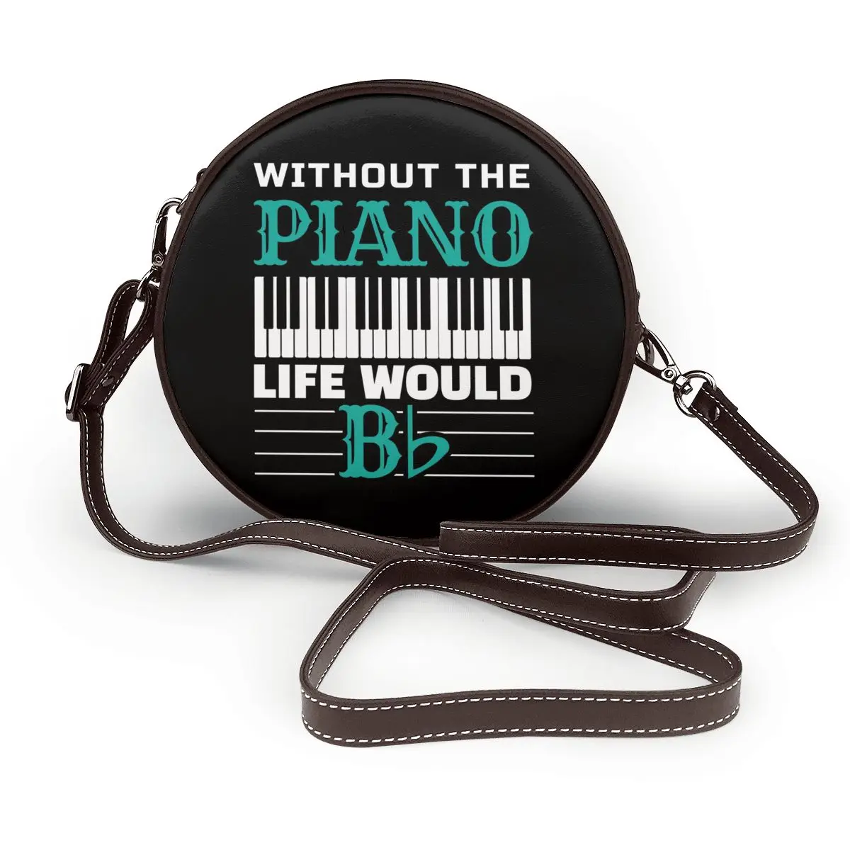 

Keyboard Shoulder Bag Fashion Retro Round Bag Leather Shopping Woman Purse