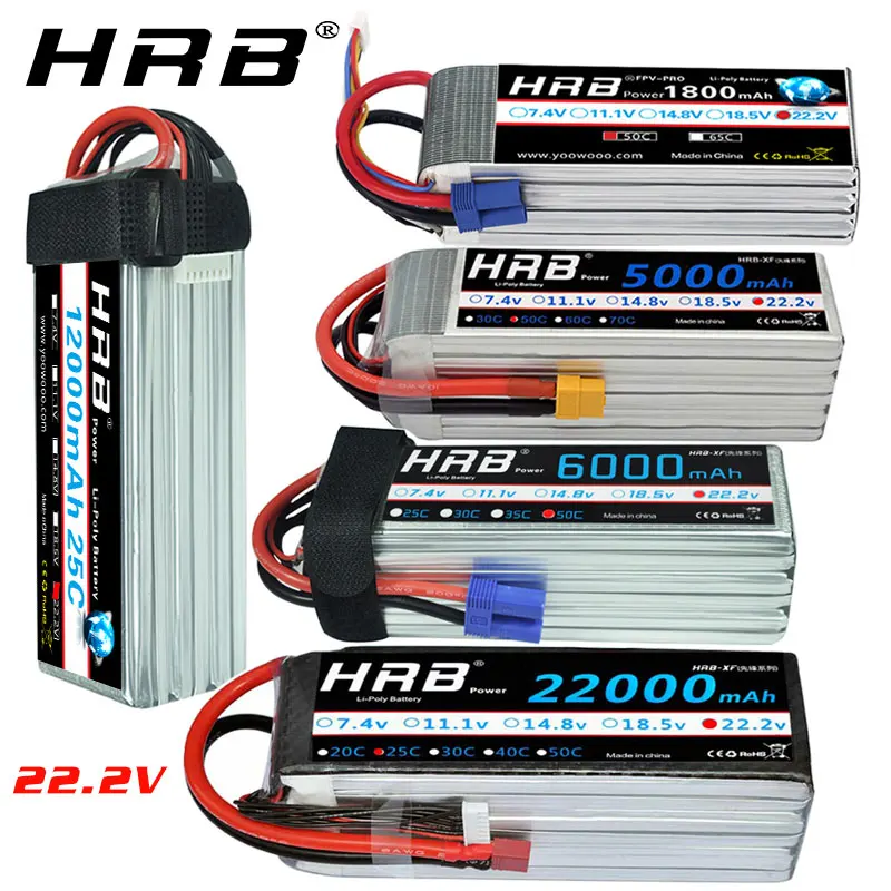 Аккумулятор HRB 6S Lipo 22 2 в 5000 мАч 6000 2200 3300 12000 22000 мАч|Детали и аксессуары| |