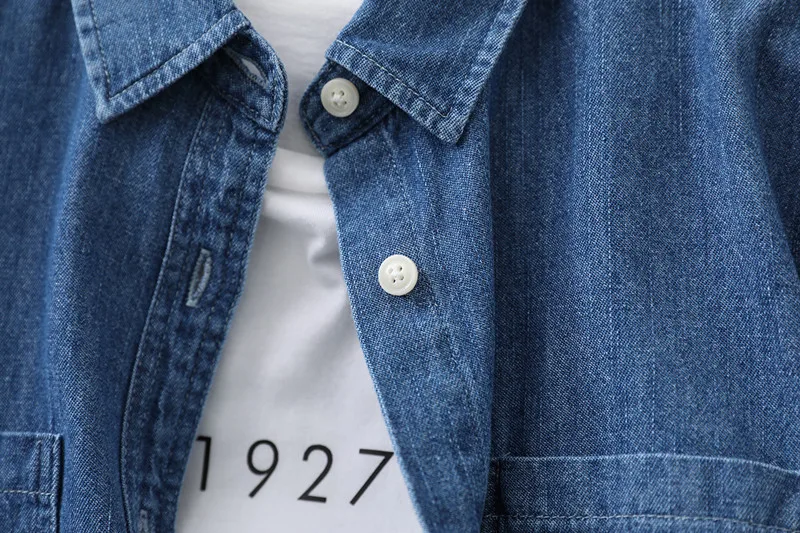 

PEONFLY Spring New Women's Long Sleeve Denim Shirt Fashion Ripped Mid-length Jeans Buttons Shirt Tops Boyfriend Loose Shirts