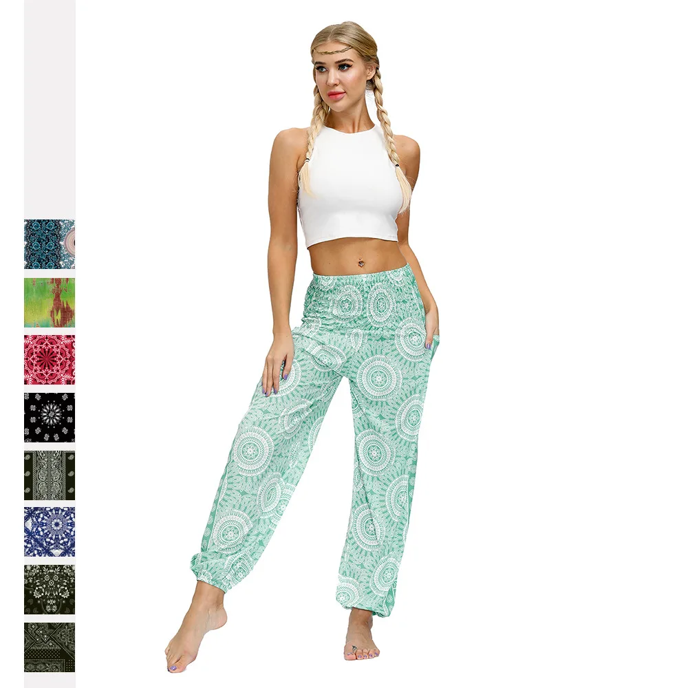 Спортивные штаны для девочек женские с принтом в этническом стиле фитнеса и