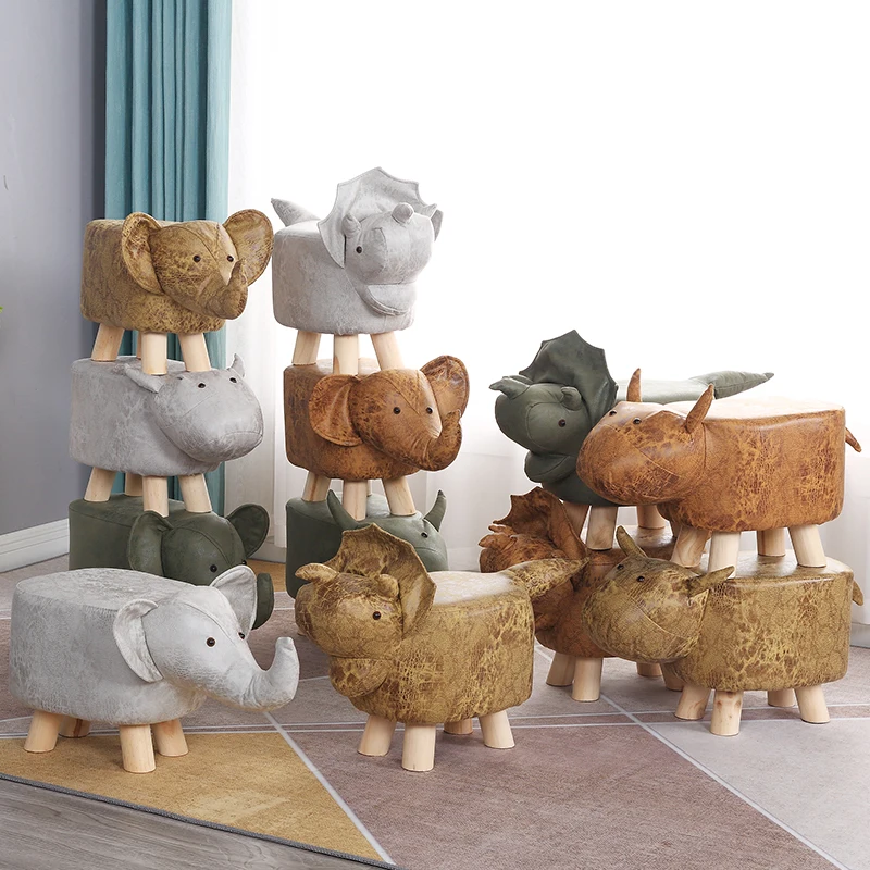 Стул детский с животными для смены обуви модный креативный маленький стул дома