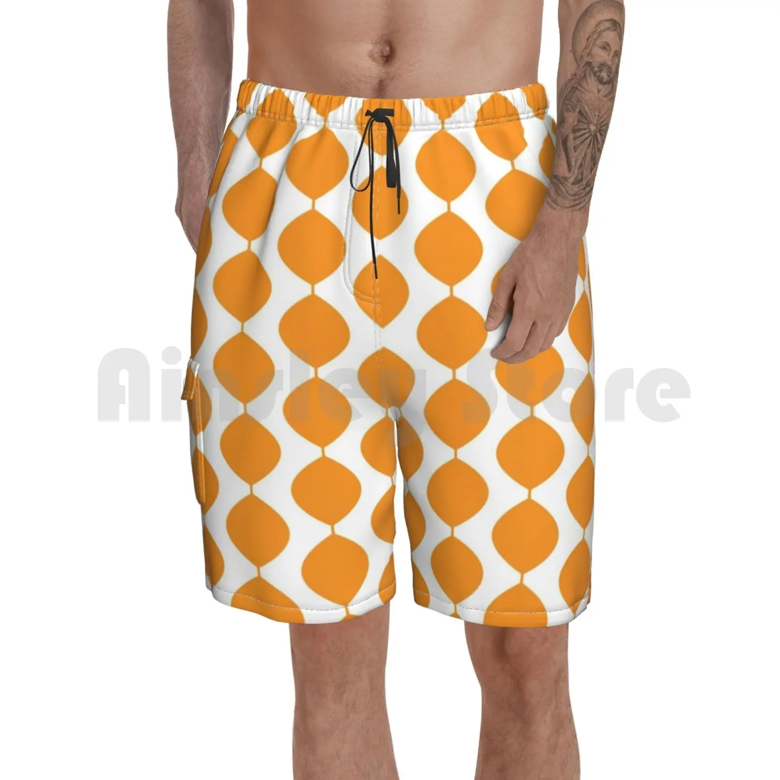 Серебристое современный Ретро 60s волны узор (желтый оранжевый чистый) пляжные