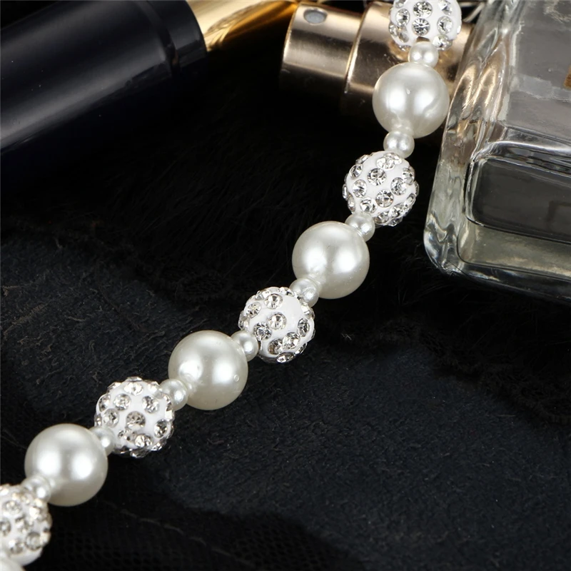 Креативный элегантный браслет с жемчугом и кристаллами регулируемый женский