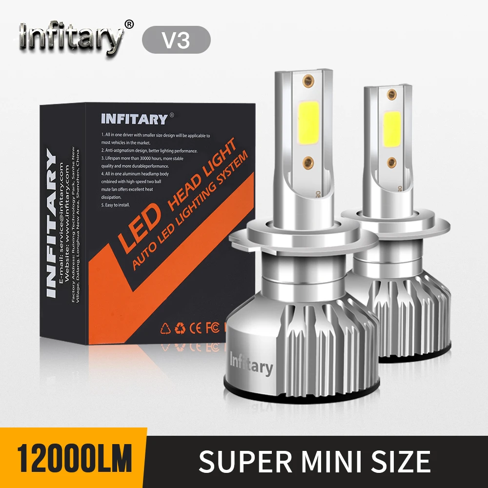 Infitary Mini Car H7 H4 светодиодный головной светильник s 10000LM 6500K H1 H3 H11 H13 HB3 HB4 HB5 9005 9006 9007
