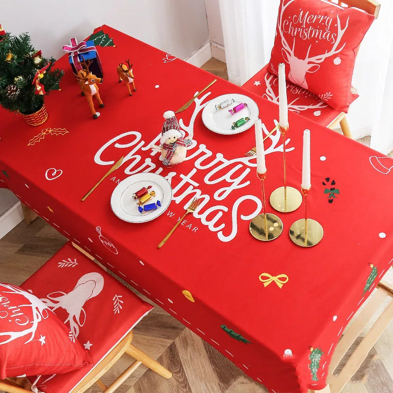 Рождественская скатерть с изображением Красного лося из хлопка и льна покрытие