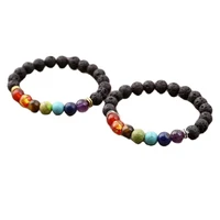 bracelet couples distance black white natural lava stone tiger eye beaded yoga bracelets for men women elastic rope jewelry