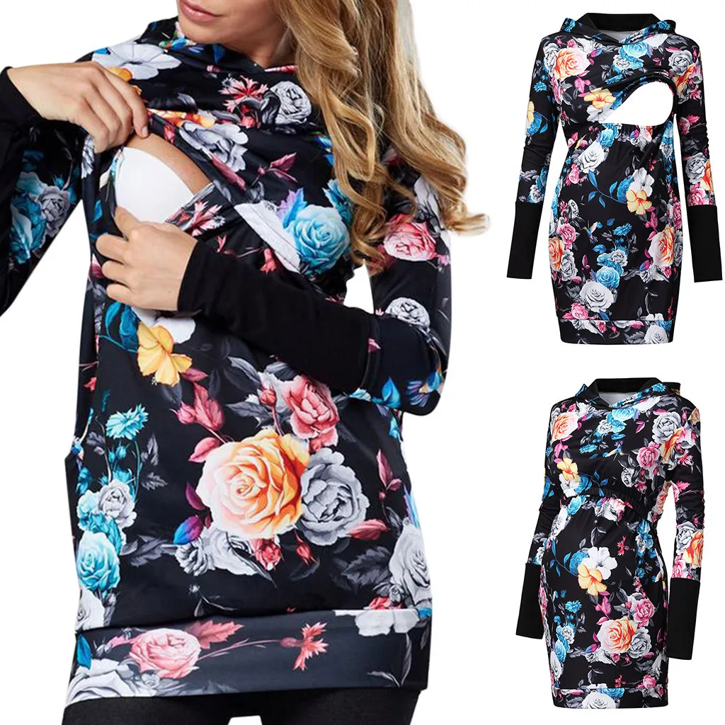 Одежда для женщин длинный рукав толстовка с капюшоном одежда кормления пуловер
