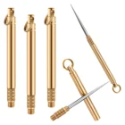 Латунный Держатель Для Зубочисток с защитным чехлом, ульсветильник легкая портативная вилка, многоразовая, для пикника, Походов, Кемпинга