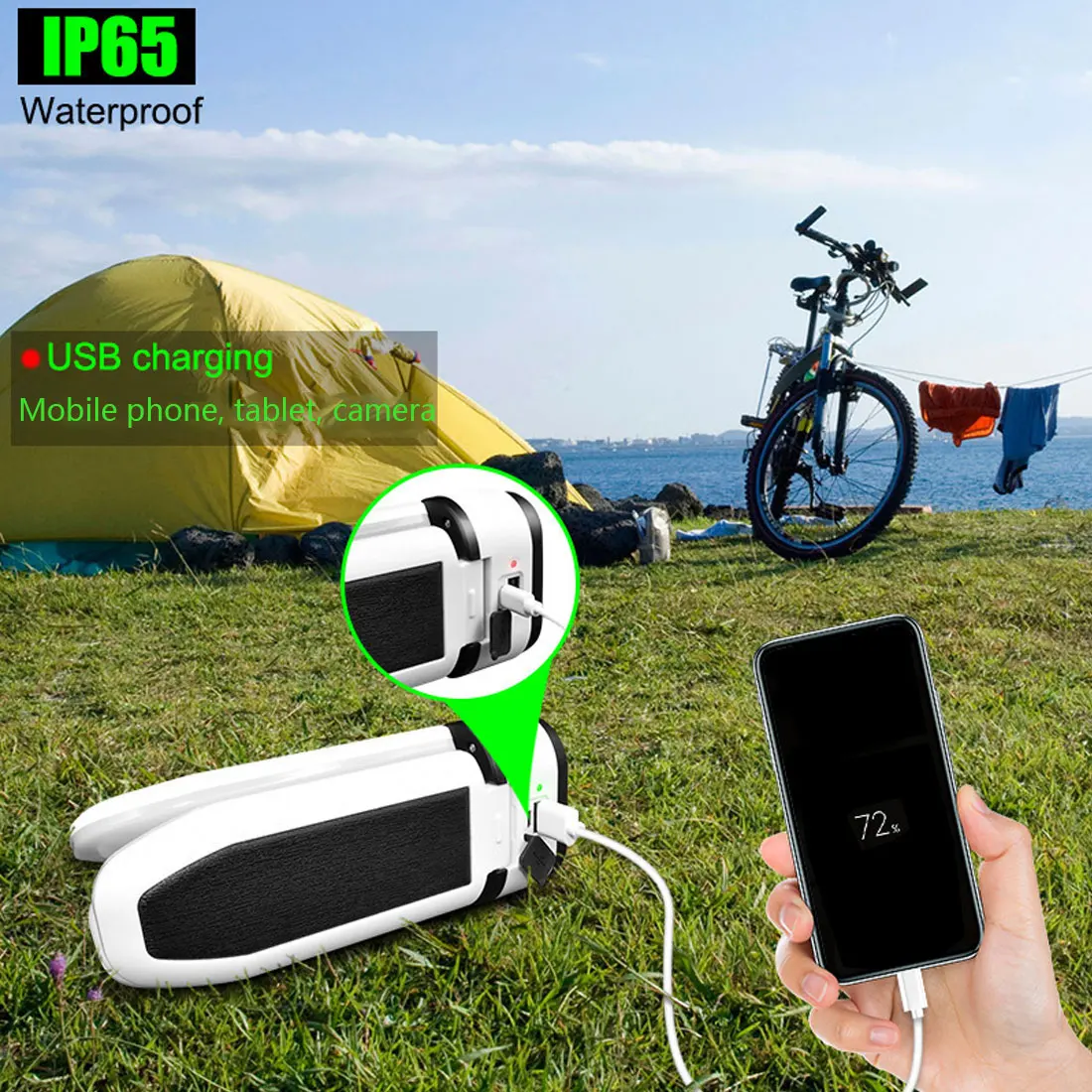 

Multifunctional 3 leaf 60 LED light 5 modes USB rechargeable solar light outdoor camping light waterproof lighting