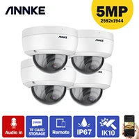 annke 4pcs c500 dome 5mp outdoor ik10 vandal proof poe security cameras with audio in poe surveillance cameras tf card support