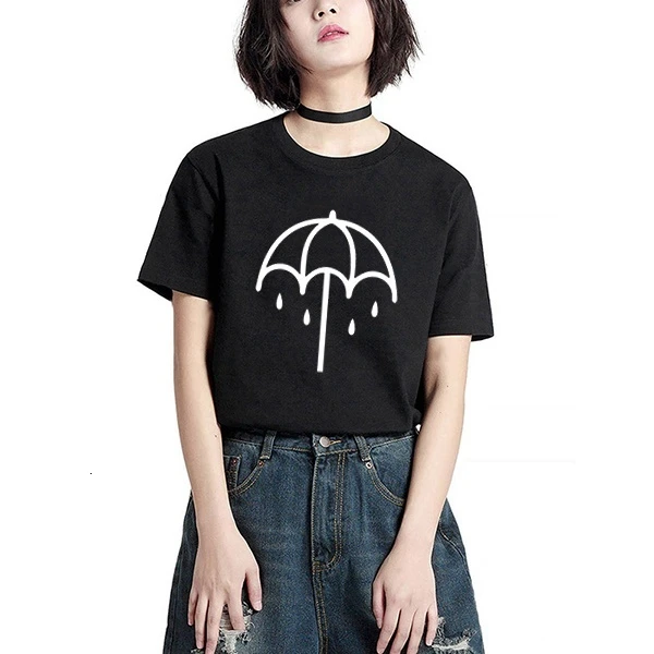 Футболка женская свободного кроя с надписью bring me the horizon стильный топ в стиле