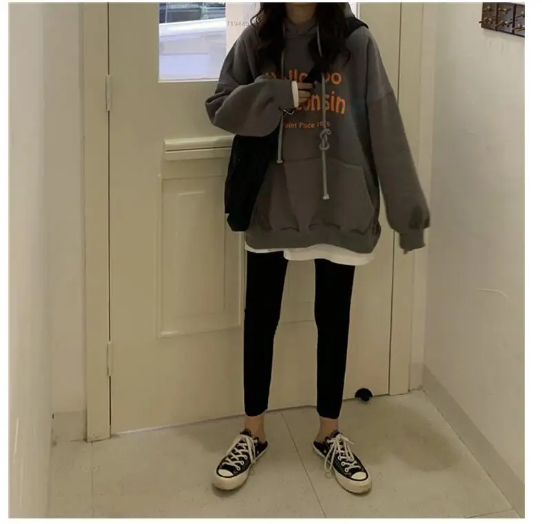 Hoodies oversized Pocket  Sweatshirts  Harajuku boy friend style Spring Casual Korean Pullovers Women sweetshirts