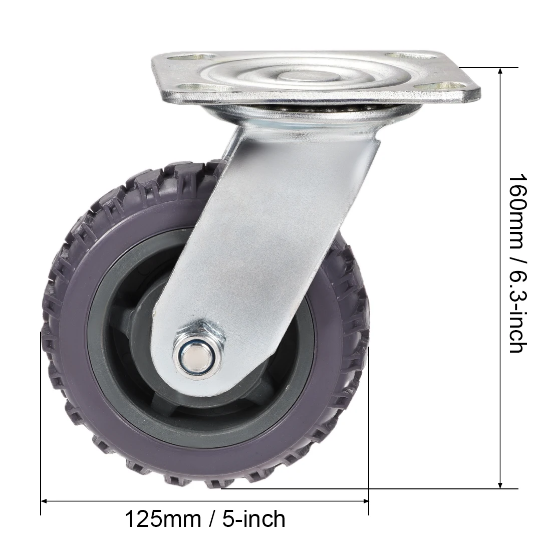 

uxcell Swivel Caster Wheels 5" PVC with 360 Degree Top Plate 396LBS Capacity for Furniture Carts Workbench, Gray